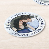 Trouwen SAVE THE DATE Nautisch Anker Bloemenfoto Ronde Kartonnen Onderzetter (Gebogen)