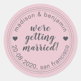 Trouwen Save the Date Parfait Roze Ronde Sticker