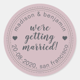 Trouwen Save the Date Pastel Paars Ronde Sticker