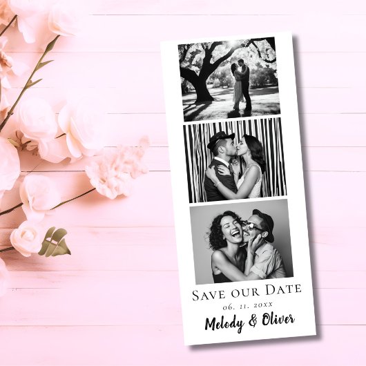 Trouwen Save the Date Photo Booth Fotostrip Magnetische Uitnodiging