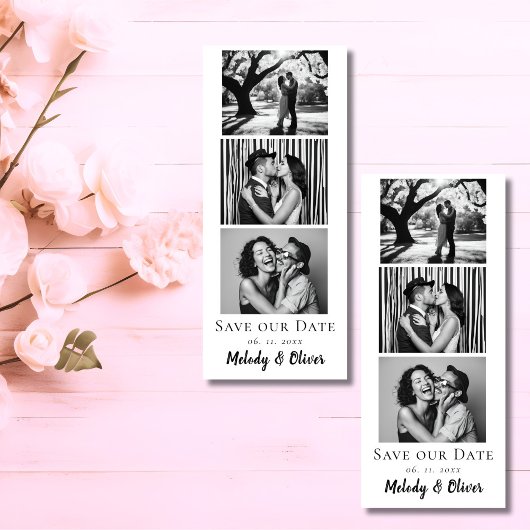 Trouwen Save the Date Photo Booth Fotostrip Magnetische Uitnodiging