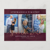 Trouwen Save the Date - Wijnrood & Roos Goud Aankondigingskaart (Voorkant)