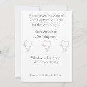 Trouwen Save The Date Zilveren Hart Vlinders Aankondiging (Achterkant)