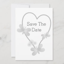 Trouwen Save The Date Zilveren Hart Vlinders