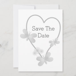 Trouwen Save The Date Zilveren Hart Vlinders Aankondiging