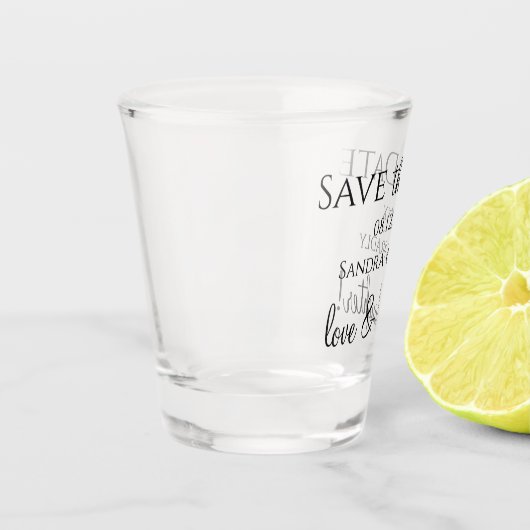 Trouwen Save The Date Zwart Wit Liefde & Lachen Shot Glas (Links)