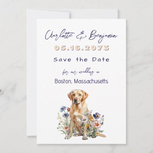 Trouwen Save The Dates Yellow Lab Ontwerp Save The Date (Voorkant)