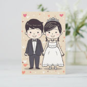Trouwen Schattigee Cartoon paar Kaart (Staand voorkant)
