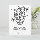 Trouwen Tattoo Traditionele Rock Anker Duiven Kaart (Staand voorkant)