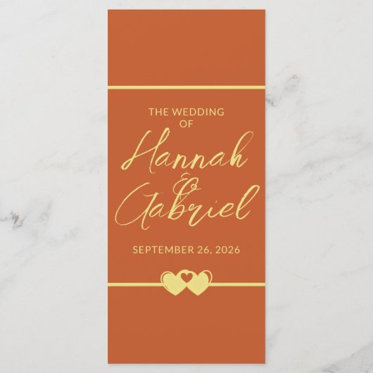 Trouwen Terracotta Gold Flat Menu (Achterkant)