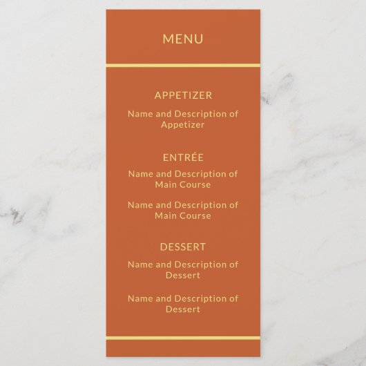 Trouwen Terracotta Gold Flat Menu (Voorkant)