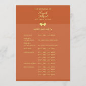 Trouwen Terracotta Gold Flat Programma Programmakaart (Voorkant)