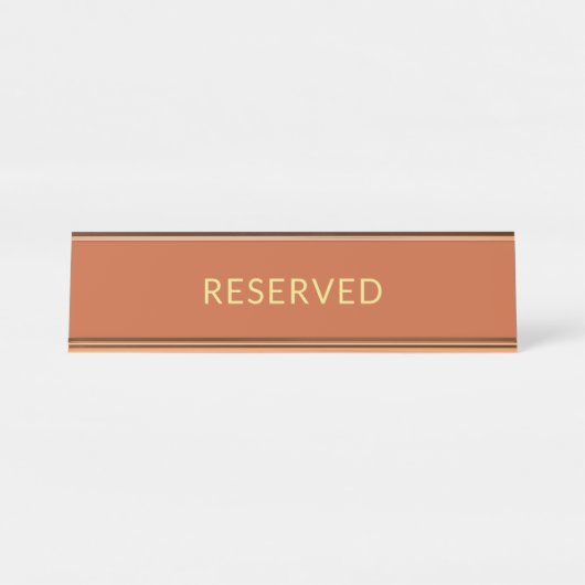 Trouwen Terracotta Goud Gereserveerd Tafelblad Tek Bureau Naambordje (Voorkant)