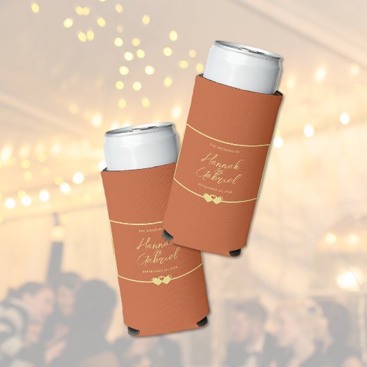 Trouwen Terracotta Goud Seltzer Blikjeskoeler