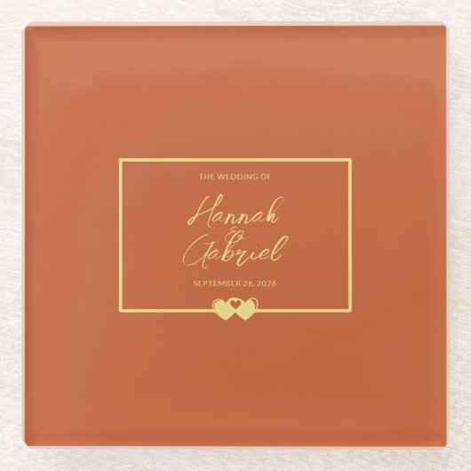 Trouwen Terracotta Gouden Pijler Kaars Glazen Onderzetter (Voorkant)