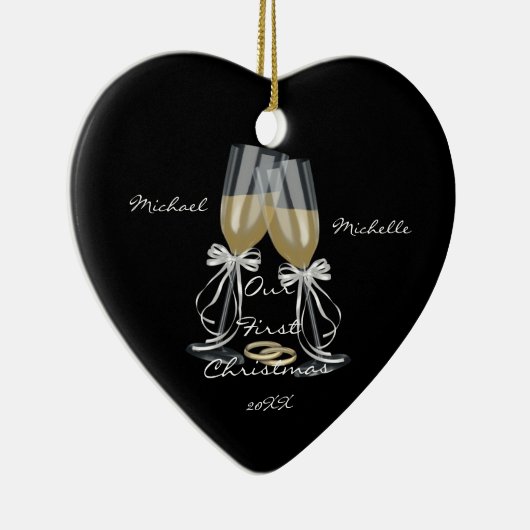 Trouwen Toast ons eerste kerst Ornament (Rechts)