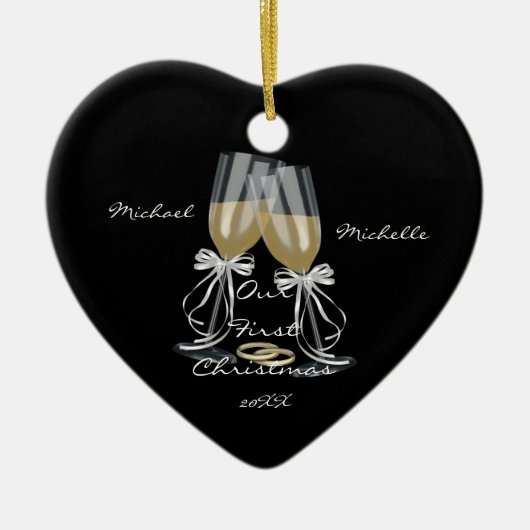Trouwen Toast ons eerste kerst Ornament (Voorkant)