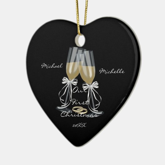 Trouwen Toast ons eerste kerst Ornament (Links)