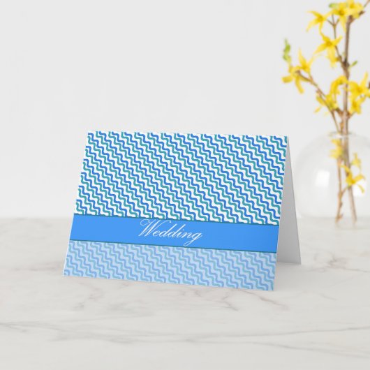 Trouwen Turquoise Blue Wavy Pattern Kaart (Gele Bloem)
