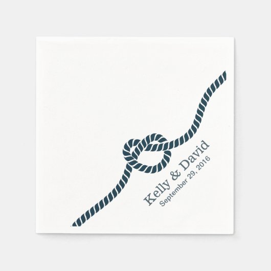 Trouwen Tying The Knot Navy Blue Servetten (Voorkant)