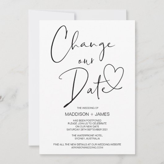 Trouwen uitgesteld bericht, wijzigen van uw trouwd kaart (Voorkant)