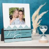 Trouwen verloofd Chic Chevron Modern Gepersonalise Fotoplaat (Zijkant)