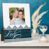 Trouwen verloofd Chic Chevron Modern Gepersonalise Fotoplaat (Zijkant)