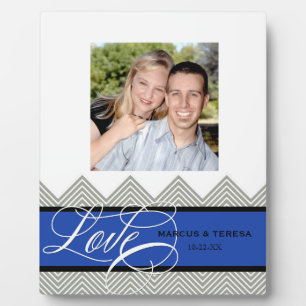 Trouwen verloofd Chic Chevron Modern Gepersonalise Fotoplaat