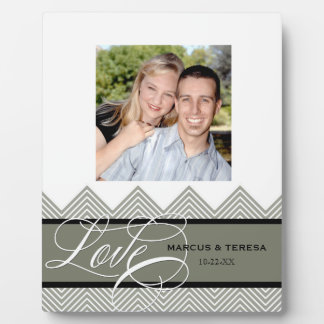 Trouwen verloofd Chic Chevron Modern Gepersonalise Fotoplaat