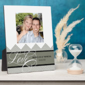 Trouwen verloofd Chic Chevron Modern Gepersonalise Fotoplaat (Zijkant)