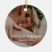 Trouwen Verloving 2 Foto Modern Schattige Kerst Keramisch Ornament (Voorkant)