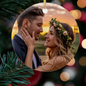 Trouwen Verloving 2 Foto Modern Schattige Kerst Keramisch Ornament