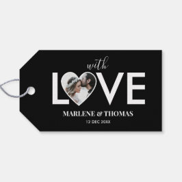 Trouwen Verloving Custom Foto Black Heart Lijst Cadeaulabel