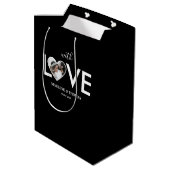 Trouwen Verloving Custom Foto Black Heart Lijst Medium Cadeauzakje (Achterkant Gekanteld)