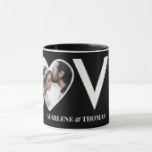 Trouwen Verloving Custom Foto Black Heart Lijst Mok (Midden)