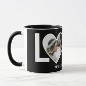 Trouwen Verloving Custom Foto Black Heart Lijst Mok (Links)