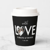 Trouwen Verloving Custom Foto Black Heart Lijst Papieren Bekers (Achterkant)