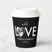 Trouwen Verloving Custom Foto Black Heart Lijst Papieren Bekers (Voorkant)