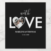 Trouwen Verloving Custom Foto Black Heart Lijst Wijn Etiket (Enkel label)