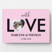 Trouwen Verloving Custom Foto Roze Hart Lijst Fotoplaat (voorkant)