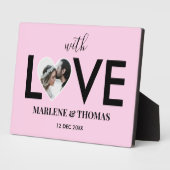 Trouwen Verloving Custom Foto Roze Hart Lijst Fotoplaat (Zijkant)