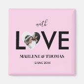 Trouwen Verloving Custom Foto Roze Hart Lijst Magneet (Voorkant)