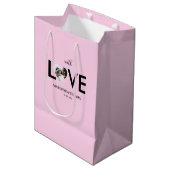 Trouwen Verloving Custom Foto Roze Hart Lijst Medium Cadeauzakje (Voorkant Gekanteld)