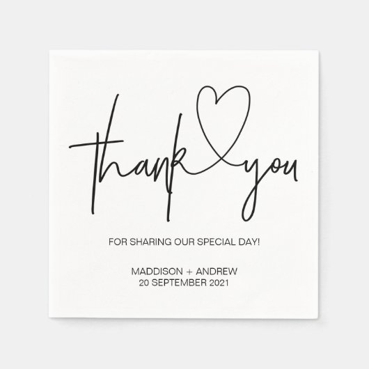 Trouwen Verloving Dank u tafel servet set (Voorkant)