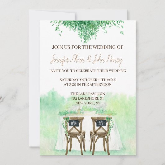 Trouwen Waterverf met een rustieke stijl Kaart (Voorkant)