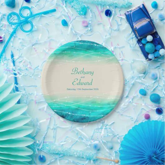 Trouwen waterverf zee zand custom papier bord (Feest)