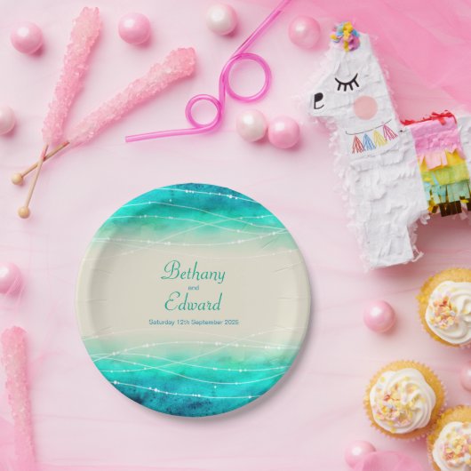 Trouwen waterverf zee zand custom papier bord (Feest)