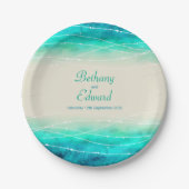 Trouwen waterverf zee zand custom papier bord (Voorkant)