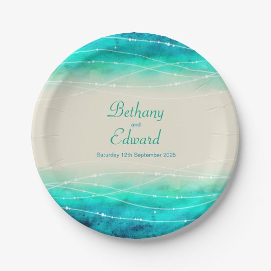 Trouwen waterverf zee zand custom papier bord (Voorkant)