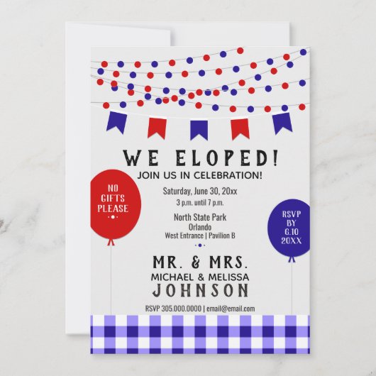 💍Trouwen we zijn weggelopen! picknickfeest | BBQ Kaart (Voorkant)